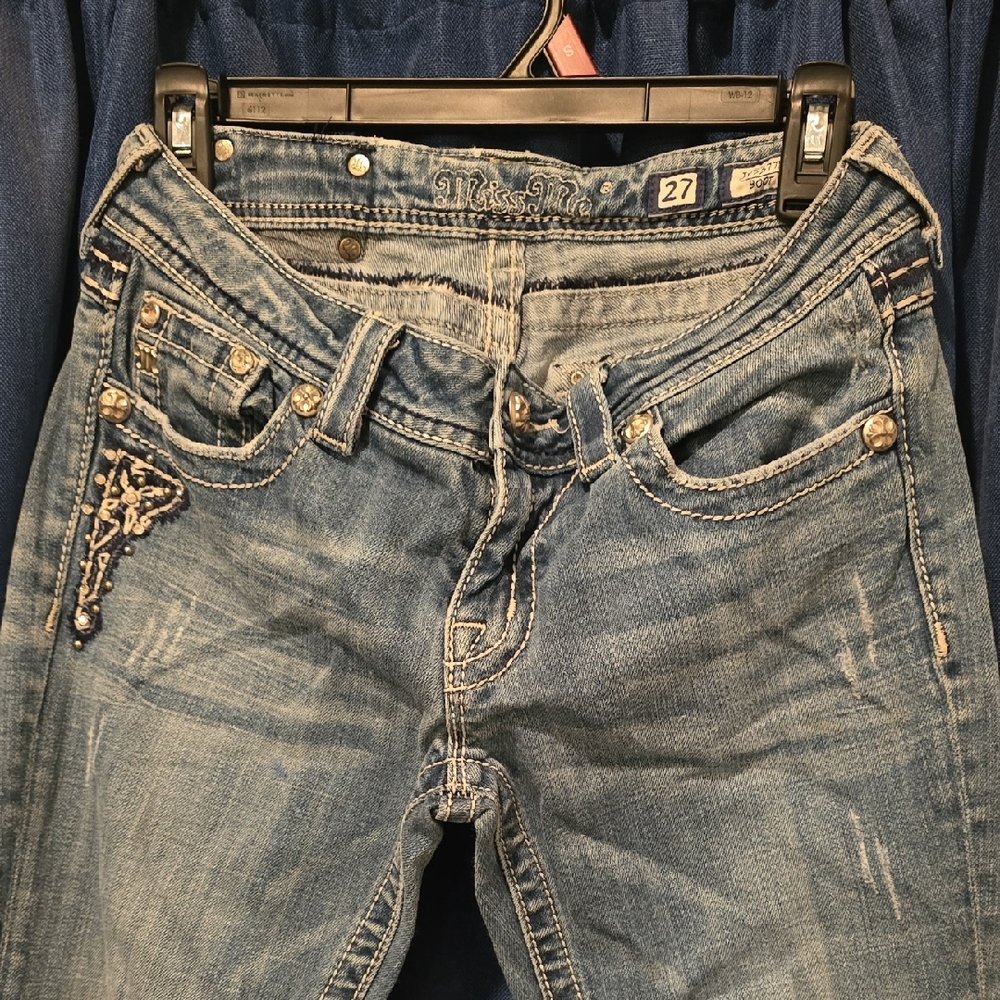 Miss Me Women's Blue Boot Cut Jeans with Embellishments
